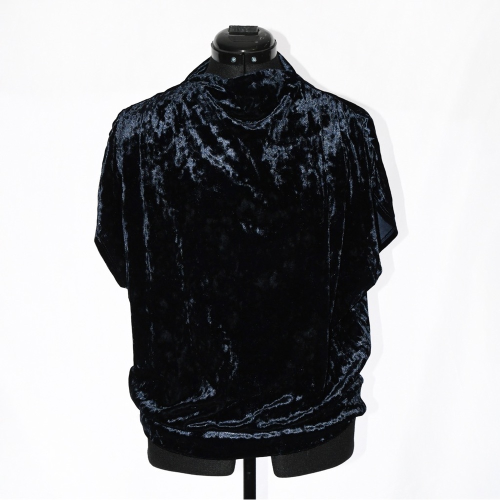 Velvet High Cowl-neck Cap Sleeve Top